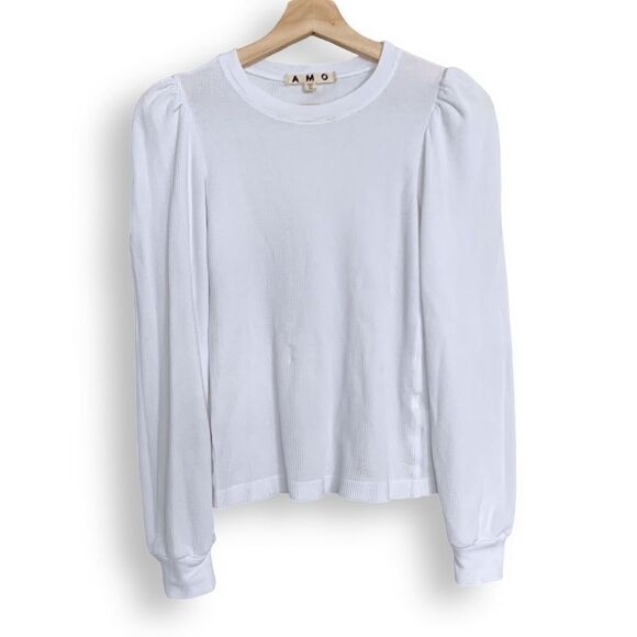 AMO Puff Sleeve Shirt Thermal Long Sleeve Top Tee - Picture 6 of 16